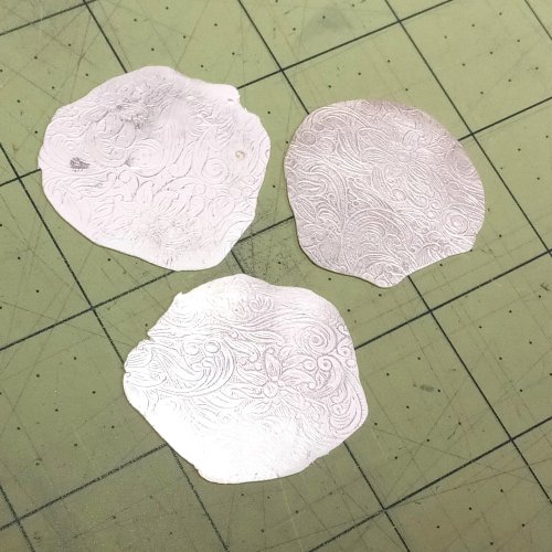 Judy Larson's Recycling Scrap Into Sheet Metal - Step 14, Metalwork, Stamping, Stamps, Butane Torch, Soldering, Solder, I textured the side